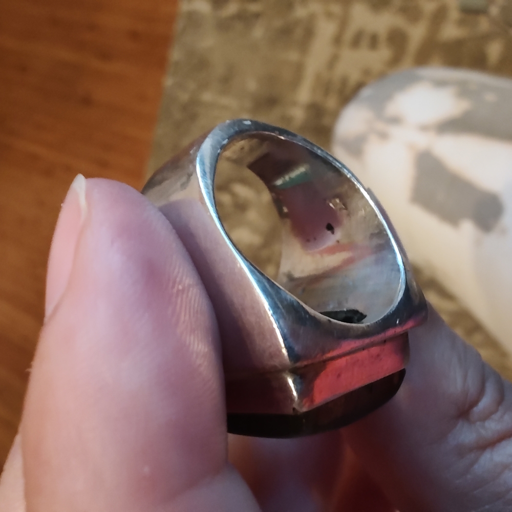 Square Silver Ring With Labradorite Stone - image 6